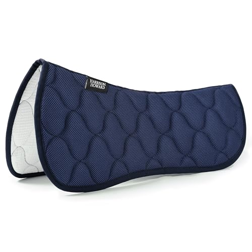 Harrison Howard Mesh Riding Half Pad for English Saddle Comfortable Cushioning Reduce Pressure on Horse’s Back - color: Navy