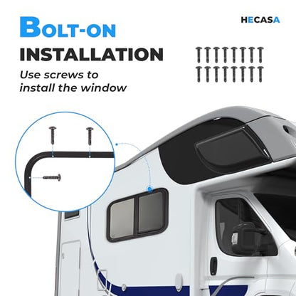 HECASA 1PC 24" W X 20" H RV Window Teardrop Horizontal Sliding RV Window | Replacement W/Net Screen & Trim Ring For Cargo Travel Trailer, Camper, Cargo Van - size: 24" W x 20" H