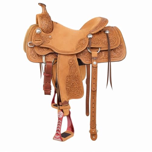 Horse Western 5" Wide Barrel Racer Engraved Aluminum Show Stirrups 51244 - color: Pink