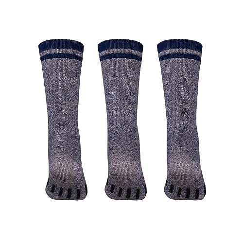 MERIWOOL Merino Wool Hiking Socks for Men and Women – 3 Pairs Midweight Cushioned – Warm n Breathable - color: Blue, size: Large