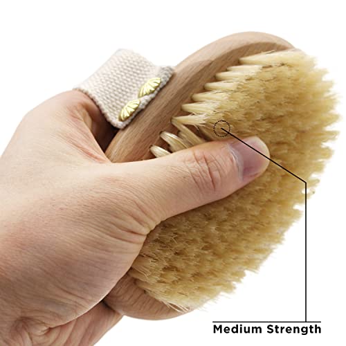 ICANdOIT Dry Brushing Body Brush-Boar Bristles Dry Skin Brush,Exfoliating Massage Brush for Cellulite and Lymphatic,Improve Circulation,Stop Ingrown Hairs,Reduce Acne,Soften Skin