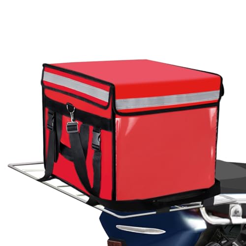 TooCust Large Insulated Food Delivery Bag with Fixed Base and Internal Frame, L-17.7"x11.4"x13", Commercial Pizza Delivery Bag w/Divider, Waterproof & Foldable Catering Bag Food Deliveries, Red - color: Red, size: L-17.7"x11.4"x13"