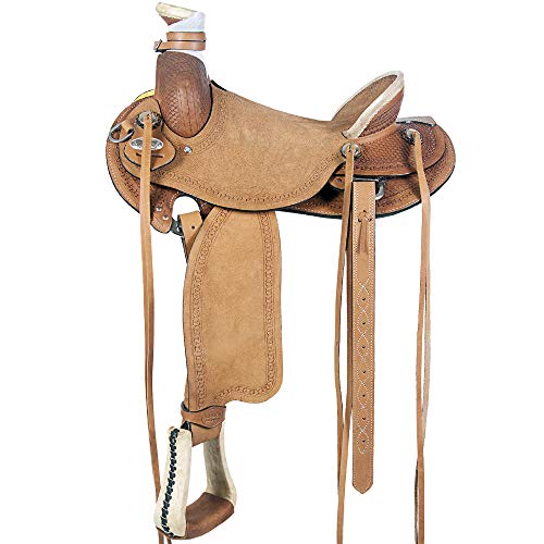 HILASON Western Wade Ranch Roping Saddle Brown Leather - size: 15 In