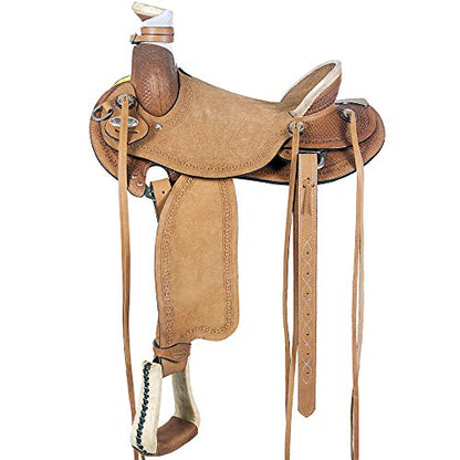 HILASON Western Wade Ranch Roping Saddle Brown Leather - size: 15 In