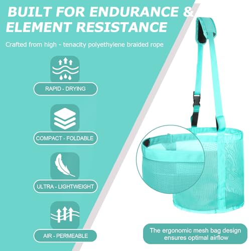 Heavy Duty Durable Waterproof Horse Feed Bag with Adjustable Strap - color: Mint Green