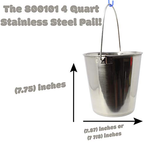 800101 4 Quart Stainless Steel Pail Bonka Bird Toys Durable Shiny Pets Food Water Liquid Treat Feed - size: (4) Quart
