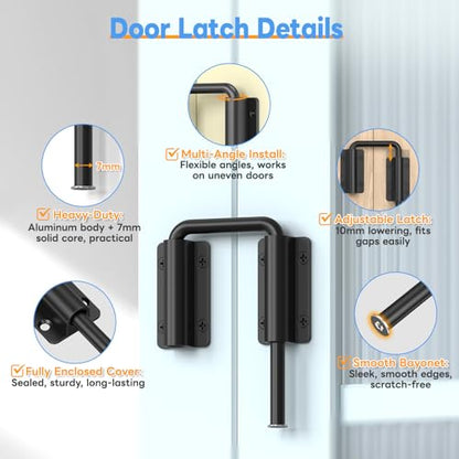 Sliding Door Loop Lock Latch, 2-3/8 Inch Barn Door Lock Black 1PC - color: Black-1 Pc