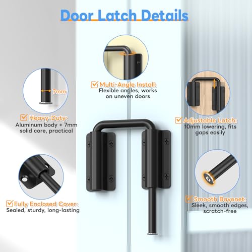 Sliding Door Loop Lock Latch, 2-3/8 Inch Barn Door Lock Black 2PC - color: Black-2 Pcs