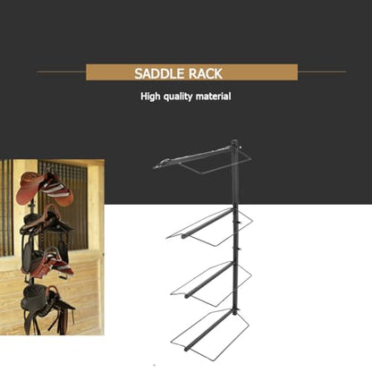 2 Pcs Saddle Rack Adjustable, 4 Tier Wall Mounted Saddle Stand Saddle Storage Rack Heavy Duty for Western and English Saddle Rack, Holds Tack, Pad, Accessories for Horses, 52 x 25 x 11 Inches