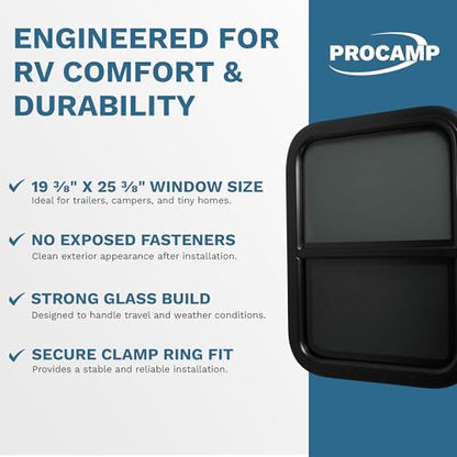 ProCamp RV Window 18x24 | Vertical Slider, Screen & Trim Ring