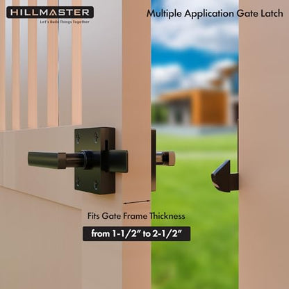 HILLMASTER Double Sided Gate Latch for Wooden Fence,Heavy Duty Swinging Door Latch Two Sided Gate Door Latch for Outdoor Fence,Self Locking Gate Latch Gate Hardware for Wood Gates,Pool,Backyard,Garden