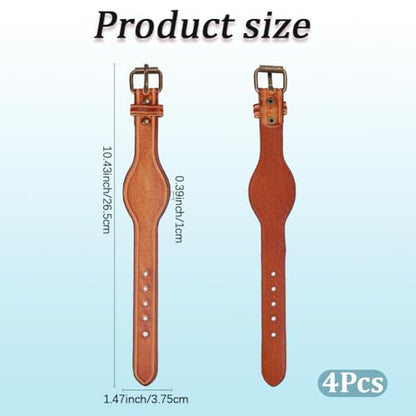 2PCS Genuine Leather Contoured Horse Hobble Strap Western Saddle Stirrup Replacement Hobbles with Buckles Brown Cowhide Leather Heavy Weighted Harness Buckle Closure for Horse