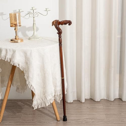 Hand Carved Wooden Walking Cane with Ergonomic Handle and Rubber Tip for Men and Women - Fashionable Unique Walking Stick for Seniors - 37 inch - style: Eagle
