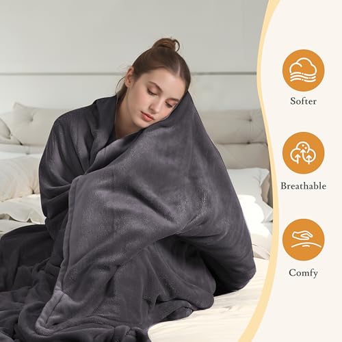 Electric Heated Blanket 90"×100" King Size, Soft Microplush for Bed, Hotel, Living Room, 4 Heating Levels & 10H Auto-Off, Dual Controller, Overheat Protection, Parents's Gifts - Dark Gray - color: 01-dark Gray, size: King Size (90"x100")