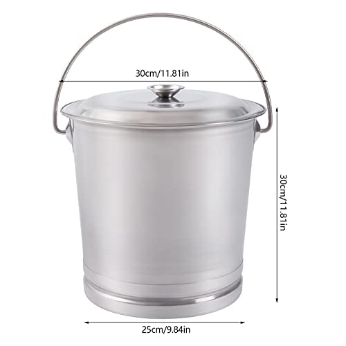 15Qt Stainless Steel Milk Pail Bucket, Carry Water or Drinks Container with Lid, Handle & Open Lip Edge Milk Pail Container Kitchen Compost Bin Scrap for Compost Outdoor Household (15Qt) - size: 15Qt