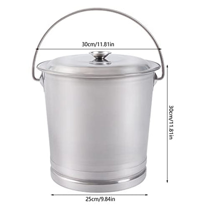 15Qt Stainless Steel Milk Pail Bucket, Carry Water or Drinks Container with Lid, Handle & Open Lip Edge Milk Pail Container Kitchen Compost Bin Scrap for Compost Outdoor Household (15Qt) - size: 15Qt