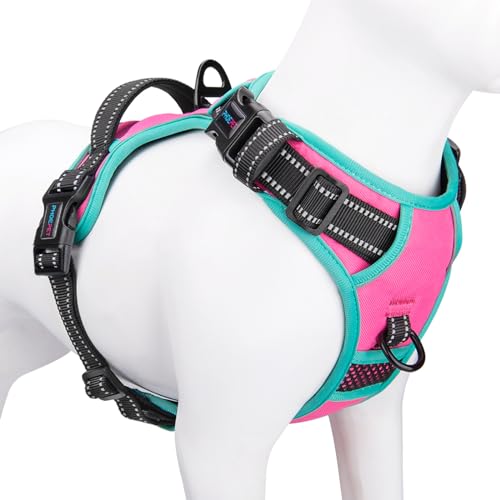 PHOEPET Upgraded No Pull Dog Harness, Reflective Adjustable Vest - color: Pink, size: Extra Large