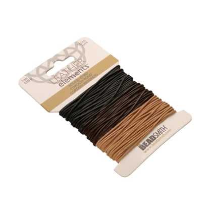 The Beadsmith Leather Cord – Black, Brown & Natural Mix – 1mm Diameter – 24 Feet Per Card – Indian Leather Thong for Braiding, Beading, Necklaces, Fine Lacing, Hair Accessories & DIY Jewelry Making - size: 1mm, style: Black, Brown & Natural – 24 Feet Per