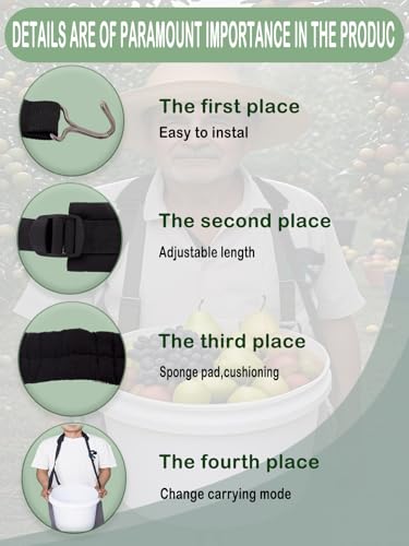 5 Gallon Bucket Shoulder Strap Strap：Heavy-Duty Adjustable Nylon Handle 20l Rope Bucket, Gardening, Camping Car Washing Use for Grips Buckets with Handles