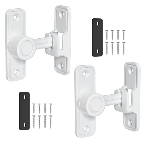 Barn Door Lock 2.4" 90/180 Flip Gate Latch, White 2-Pack - color: White-2 Pcs