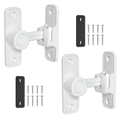 Barn Door Lock 2.4" 90/180 Flip Gate Latch, White 2-Pack - color: White-2 Pcs