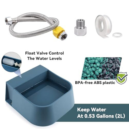 Dog Water Bowl Dispenser, Automatic Water Dispenser for Dogs with 3/4'' Hose, Auto-Fill Cat Water Fountain, Pet Water Dish for Outside Animals, Chickens Rabbits, 2L