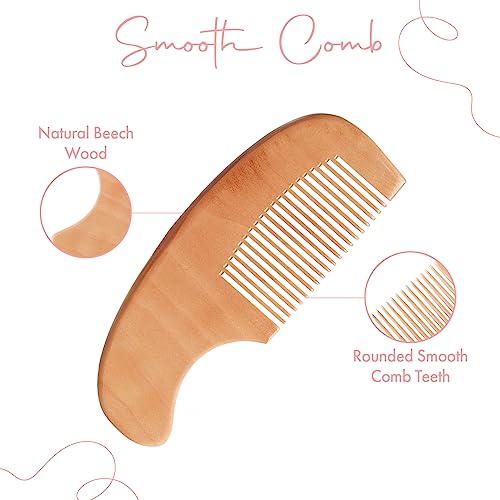 MYZI Baby Hair Brush Set – Baby Brush and Comb Set Newborn, Baby Comb and Brush Set Boy and Girl, Newborn Hair Brush and Newborn Comb - Baby Gift Set - color: Cream