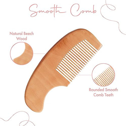 MYZI Baby Hair Brush Set – Soft Baby Brush Set for Newborns, Baby Comb and Brush Set Girl and Boy, Toddler Hair Brush and Toddler Comb - Baby Gift Set - color: Pink