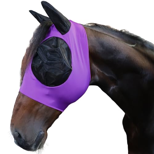 Stretch-Fit Fly Mask - color: Purple, size: Large Horse