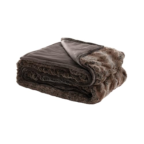 Mon Chateau 60" x 70" Reverie Faux Fur Throw, Cedarwood Ruched | Cozy Layer Comfort For Couch, Bed Or Chair. Lightweight Polyester Fabric With Easy Machine Wash Care - color: Cedarwood Ruched