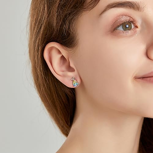 Cat Dinosaur Dragon Horse Stud Earrings for Women,Animal Wolf Sloth Fox LLama Butterfly Earrings Gifts Jewelry - color: Stud Kitty Cat