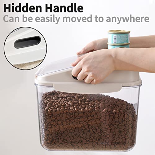 Fhiny 11LB Dog Food Storage Container, Airtight Pet Treat Bin Translucent Dry Food Grain Storage Barrels Sealed Bucket Moisture-Proof Plastic Cat Puppy Food Bin with Seal Locking Lid Keep Fresh - size: L:10"L x 7.5"W x 10"H