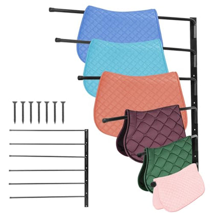 FAHKNS Saddle Pad Rack, Wall Mounted Horse Blanket Storage Rack