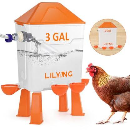 Lilyang Automatic Chicken Waterer 3 Gallon, Auto Water Refill