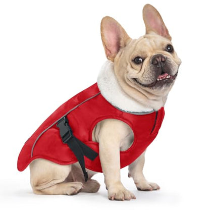 EMUST Dog Winter Coat, Waterproof Fleece Dog Jacket Winter for Small Dogs - color: Red, size: Small
