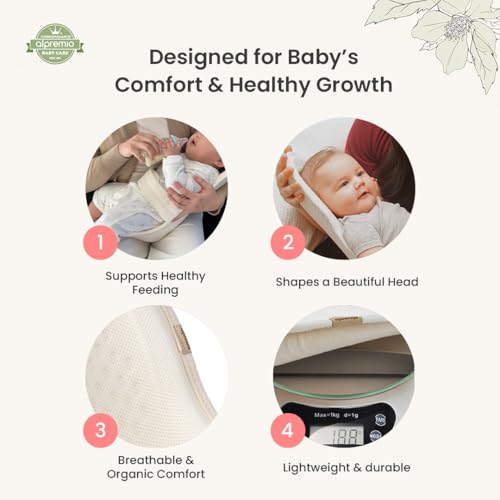 Feeding Support Seat with Adjustable Stability Strap, Mesh & Organic Cotton, Bottle-Feeding Assist for 1–5 Month Babies