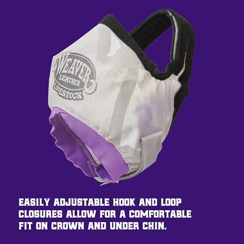 Weaver Livestock Cattle Fly Mask, Adjustable Mesh-Covered Cow Mask, Protective Herd Gear for Trailer Use, Gray/Purple, One Size Fits Most Cattle