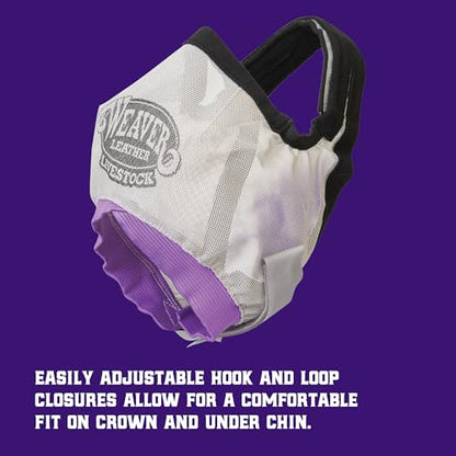 Weaver Livestock Cattle Fly Mask, Adjustable Mesh-Covered Cow Mask, Protective Herd Gear for Trailer Use, Gray/Purple, One Size Fits Most Cattle