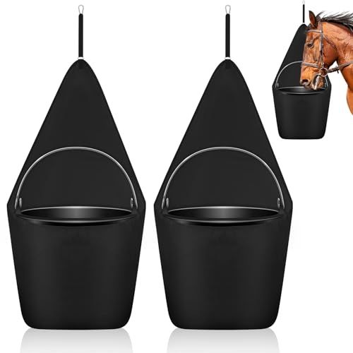Paterr 2 Pcs Horse Feed Bag Water Bucket for Horse Trailer Accessories