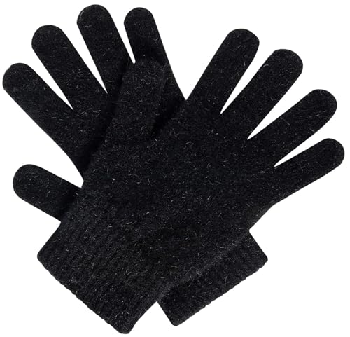 whitepeak Genuine Merino Wool and Possumdown Blended Gloves | UNISEX | Comfy, Light, and Quick-Drying - color: Black, size: Medium