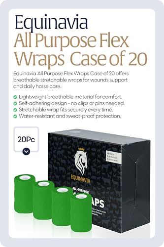 Equinavia 20 Pack Self Adhesive Bandage Wrap, 4 Inch Vet Wrap for Horses - color: Neon Green