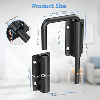 Sliding Door Loop Lock Latch, 2-3/8 Inch Barn Door Lock Black 2PC - color: Black-2 Pcs