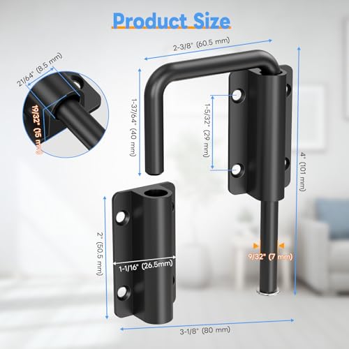 Sliding Door Loop Lock Latch, 2-3/8 Inch Barn Door Lock Black 4PC - color: Black-4 Pcs