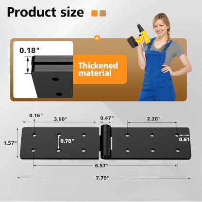 Heavy Duty Gate Hinges,Black Gate Hinges with Screws,Heavy Duty Door Hinges | Adjustable Hardware Hinges Kit,Durable Barn Door for Wooden Fences Yard Gate(Black-2PCS) - style: Black-2PCS