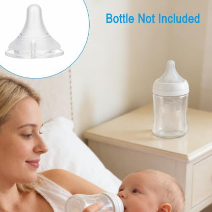 Silicone Nipple Compatible with Pigeon Bottle，Size S，Slow Flow，Fit for 1m+，6Pack