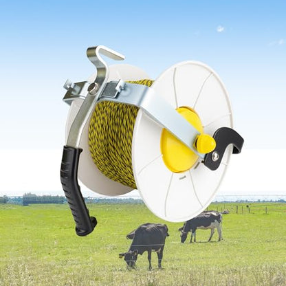 3:1 Geared Reel Prewound Polywire, Electric Fence Wire Reel with Reel Guide - size: 1640 feet x 1 standard reel x 1 Handle