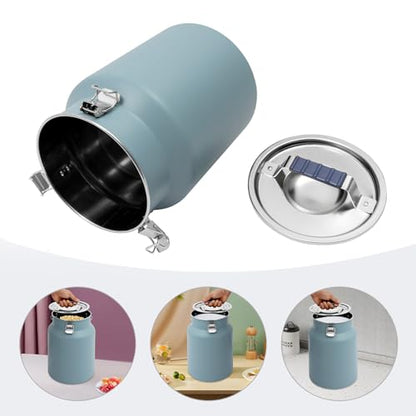 DYNAMI 3.2Gal Stainless Steel Airtight Canister,Large Metal Food Storage Container,Stainless Steel Bucket Milk Can Milk Jug With Lid&Handle, for Kitchen Rice Flour Coffee Bean (Blue) - color: Blue