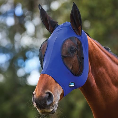 WeatherBeeta ComFiTec Stretch Fly Mask with Ears, Cobalt/Black, Large - color: Cobalt/Black, size: L