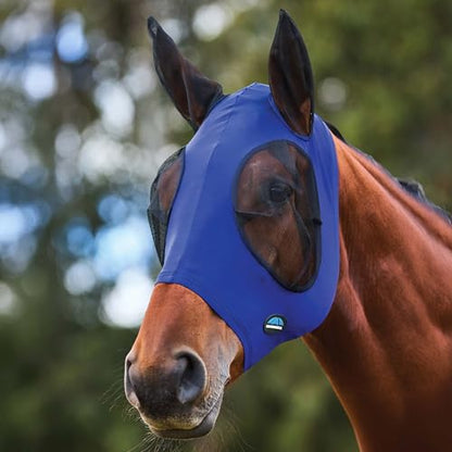 WeatherBeeta ComFiTec Stretch Fly Mask with Ears, Cobalt/Black, Medium - color: Cobalt/Black, size: M