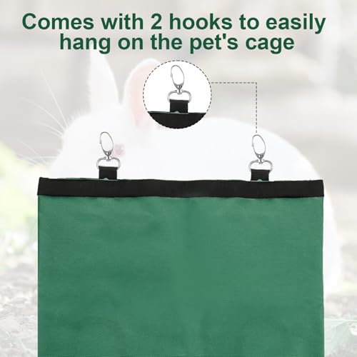 2 Pcs Rabbit Hay Feeder,Guinea Pig Hay Feeder,13×10.8 Inch Guinea Pig Bag,Small Animal Feeding Bag for Rabbits, Hamsters, Hedgehogs(3 Holes,Green) - color: green